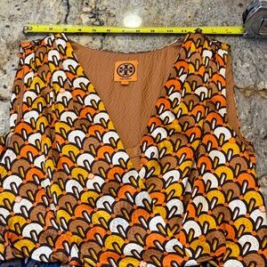 Tory Burch Orange and Brown Patterned Sleeveless Dress. Beautiful mix of colors.